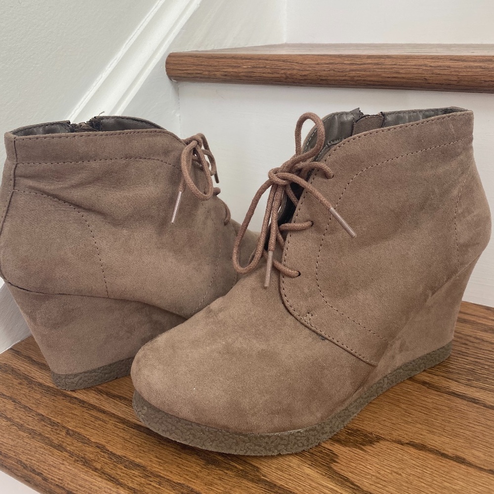 Target Tan Suede Wedge Heels | Size 7